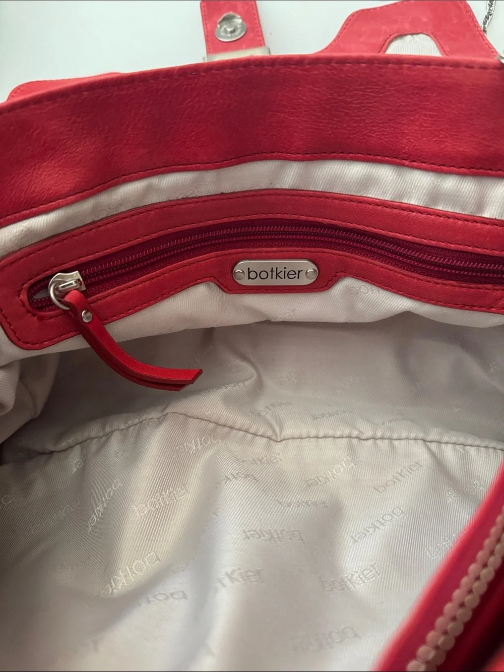 BOTKIER Charlotte Red Lambskin Leather Satchel Shoulder Bag Silver Hardware EUC